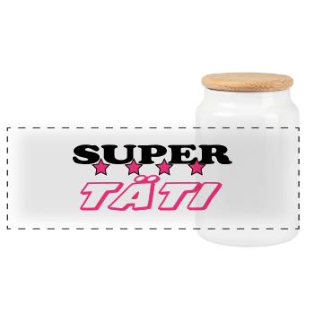 Super tati - Panoramic Cookie Jar with Wooden Lid - white - Front