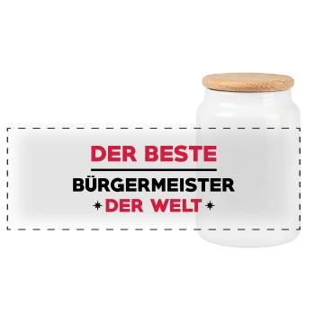 Bürgermeister Bürgermeisterin Stadt Rathaus Staat - Panorama Keksdose mit Holzdeckel - Weiß - Vorne