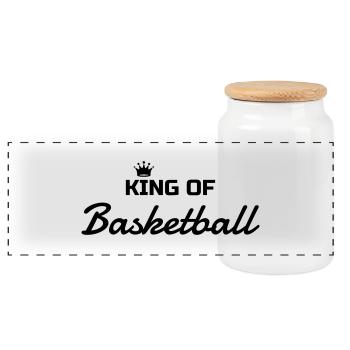 Basketball - Basket ball - Basket-ball - Baskette - Panoramic Cookie Jar with Wooden Lid - white - Front