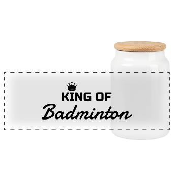 Badminton / Badminton Player / Birdie / Sport - Boîte à biscuits avec couvercle en bois - blanc - Devant