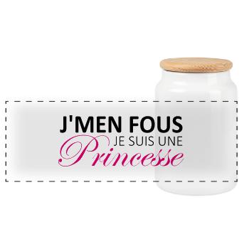 j'men fous je suis une princesse - Boîte à biscuits avec couvercle en bois - blanc - Devant