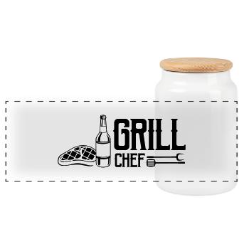 grill chef - Panorama Keksdose mit Holzdeckel - Weiß - Vorne