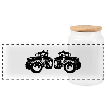 traktor_2 - Panoramic Cookie Jar with Wooden Lid - white - Front