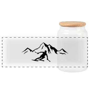ski_berge_01 - Boîte à biscuits avec couvercle en bois - blanc - Devant