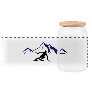 ski_berge_02 - Boîte à biscuits avec couvercle en bois - blanc - Devant