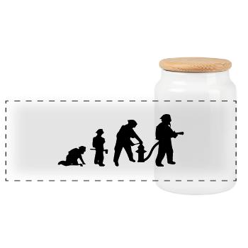 Evolution of the firefighter - Panoramic Cookie Jar with Wooden Lid - white - Front