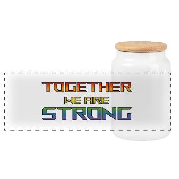 together we are Strong pride - Panoramic Cookie Jar with Wooden Lid - white - Front