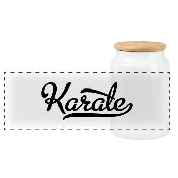 Karate - Panorama Keksdose mit Holzdeckel - Weiß - Vorne
