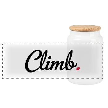 climb - Panoramic Cookie Jar with Wooden Lid - white - Front