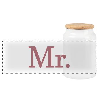 M. Matching Couple Fiançailles Mariage Lune de miel - Boîte à biscuits avec couvercle en bois - blanc - Devant