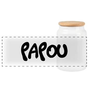 PAPOU. PAPA. FÊTE DES PÈRES. BONNE FÊTE PAPA - Boîte à biscuits avec couvercle en bois - blanc - Devant