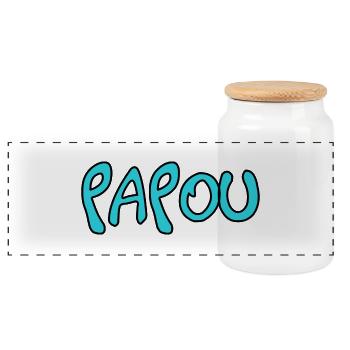PAPOU. PAPA. FÊTE DES PÈRES. BONNE FÊTE PAPA - Boîte à biscuits avec couvercle en bois - blanc - Devant