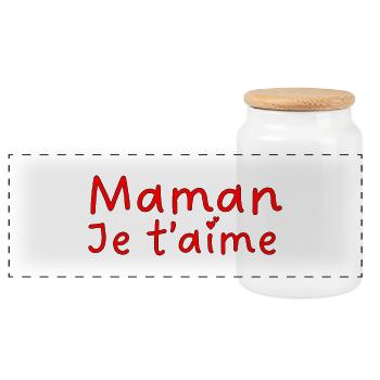 Maman je t aime - Boîte à biscuits avec couvercle en bois - blanc - Devant