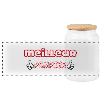 MEILLEUR POMPIER - Boîte à biscuits avec couvercle en bois - blanc - Devant