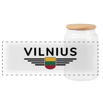 Vilnius T-Shirt – Stylish Statement - Panoramic Cookie Jar with Wooden Lid - white - Front