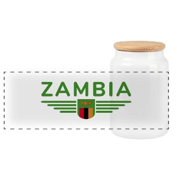 Zambia T-Shirt for Africa Fans - Panoramic Cookie Jar with Wooden Lid - white - Front