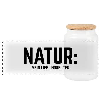 Natur: Mein Lieblingsfilter - Panorama Keksdose mit Holzdeckel - Weiß - Vorne