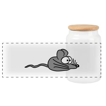 Maus Mäuschen Süße Kleine Ratte Nager Freundlich - Panorama Keksdose mit Holzdeckel - Weiß - Vorne