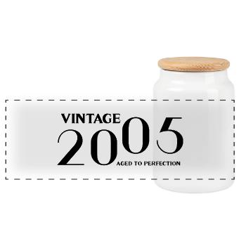 Vintage 2005 aged to perfection - Panoramic Cookie Jar with Wooden Lid - white - Front