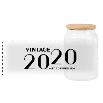 Vintage 2020 aged to perfection - Boîte à biscuits avec couvercle en bois - blanc - Devant