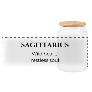 Ironic Sagittarius Quote - Panoramic Cookie Jar with Wooden Lid - white - Front