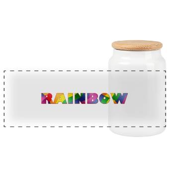 RAINBOW - Panorama Keksdose mit Holzdeckel - Weiß - Vorne