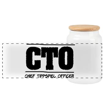 CEO des Tippspiels - CTO - Chief Tippspiel Officer - Panorama Keksdose mit Holzdeckel - Weiß - Vorne