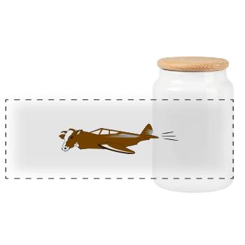 cow Air | flying cow - Panoramic Cookie Jar with Wooden Lid - white - Front