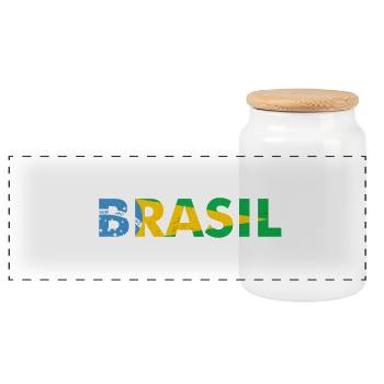 Brazil flag design in national colors - Panoramic Cookie Jar with Wooden Lid - white - Front