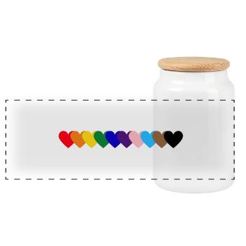 Regenbogen_Herzen_Pride - Panorama Keksdose mit Holzdeckel - Weiß - Vorne