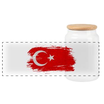 Türkei Flagge / Geschenk Istanbul Izmir - Panorama Keksdose mit Holzdeckel - Weiß - Vorne