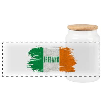 Ireland Vintage Flag / Gift Belfast Dublin - Panoramic Cookie Jar with Wooden Lid - white - Front