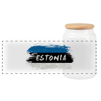 Estland Flagge / Geschenk Tallinn Tartu Estonia - Panorama Keksdose mit Holzdeckel - Weiß - Vorne