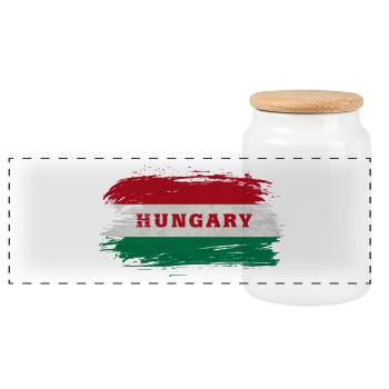 Hungary Vintage Flag / Gift Budapest - Panoramic Cookie Jar with Wooden Lid - white - Front