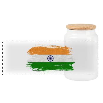 Indien Vintage Flagge / Geschenk Delhi Kalkutta - Panorama Keksdose mit Holzdeckel - Weiß - Vorne
