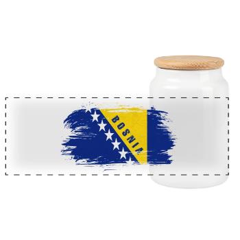 Bosnia Vintage Flag / Gift Sarajevo - Panoramic Cookie Jar with Wooden Lid - white - Front