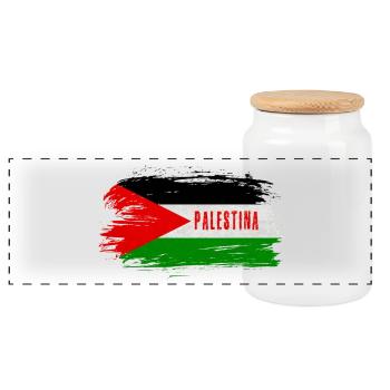 Palestine Flag / Gift - Panoramic Cookie Jar with Wooden Lid - white - Front