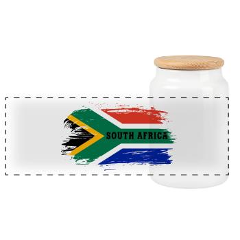 Südafrika Flagge / Geschenk Kapstadt Johannesburg - Panorama Keksdose mit Holzdeckel - Weiß - Vorne