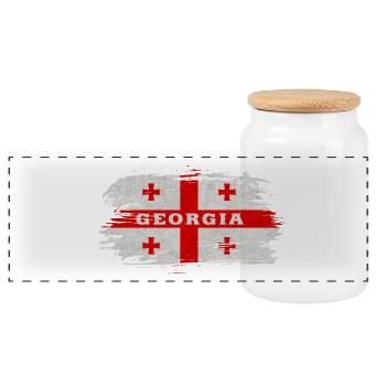 Georgien Vintage Flagge - Panorama Keksdose mit Holzdeckel - Weiß - Vorne