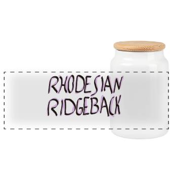 Rhodesian Ridgeback SchriftzugDesign - Panorama Keksdose mit Holzdeckel - Weiß - Vorne