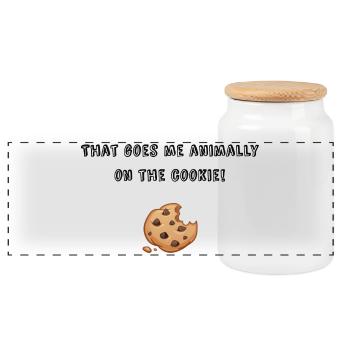 That goes me on the cookie! - Panorama Keksdose mit Holzdeckel - Weiß - Vorne