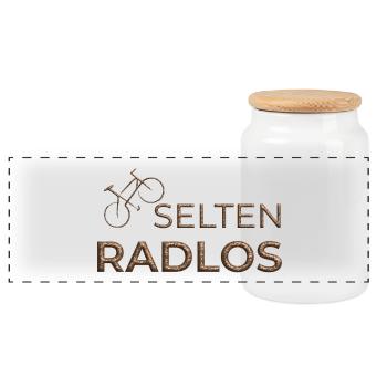 selten radlos geschenk fahrrad shirt 3d kupfer - Panorama Keksdose mit Holzdeckel - Weiß - Vorne