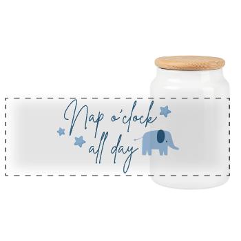 Nap o'clock all day Elefant blau - Panorama Keksdose mit Holzdeckel - Weiß - Vorne