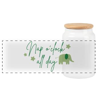 Nap o'clock all day Elefant grün - Panorama Keksdose mit Holzdeckel - Weiß - Vorne