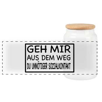 geh mir aus dem Weg du - Panorama Keksdose mit Holzdeckel - Weiß - Vorne