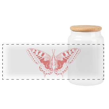 Papillon Rose Éthérée - Boîte à biscuits avec couvercle en bois - blanc - Devant