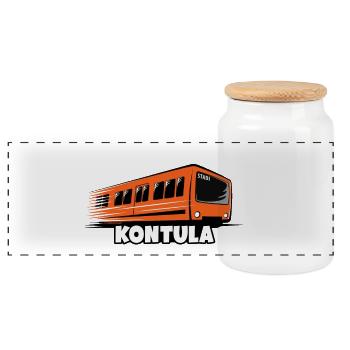 06-KONTULA HELSINKI Textil- und Geschenkprodukte - Panorama Keksdose mit Holzdeckel - Weiß - Vorne