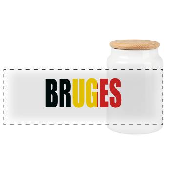 BRÜGGE BELGIEN - Panorama Keksdose mit Holzdeckel - Weiß - Vorne