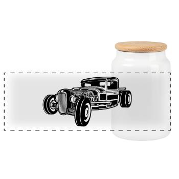 Hot Rod / Roue Rod 06_schwarz blanc - Boîte à biscuits avec couvercle en bois - blanc - Devant