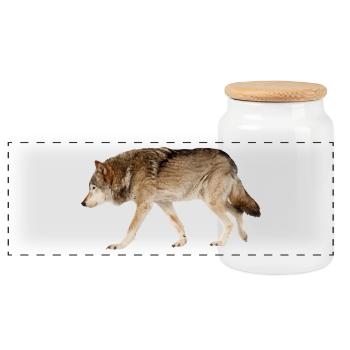 Wolf - Panorama Keksdose mit Holzdeckel - Weiß - Vorne